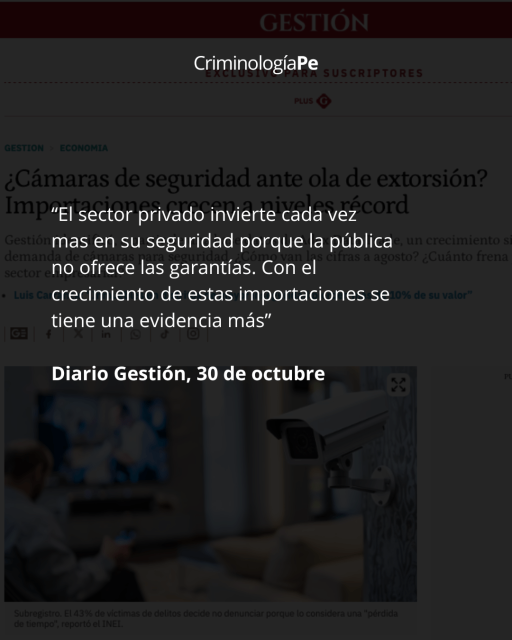 [Gestión] ¿Cámaras de seguridad en medio de&nbsp;extorsiones?